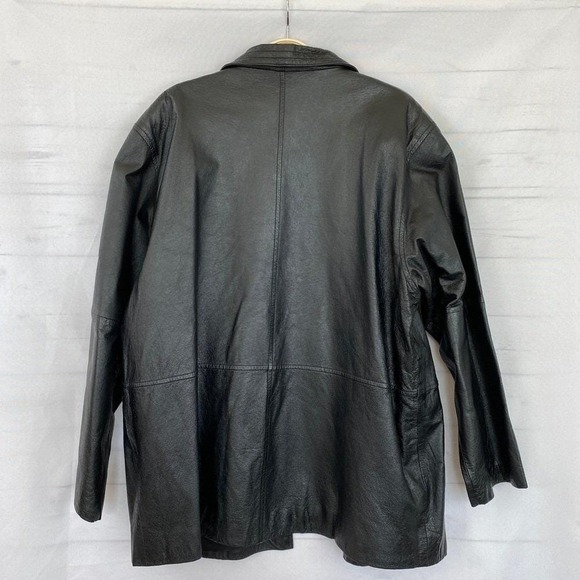Vintage 90s Black Leather Blazer Oversized Jacket Womens L Corporate Goth Chic — image 3 of 8